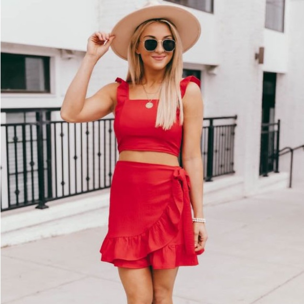 Pink Lily ❤️ - Meant to Be Two Piece Set Red - Size Medium
